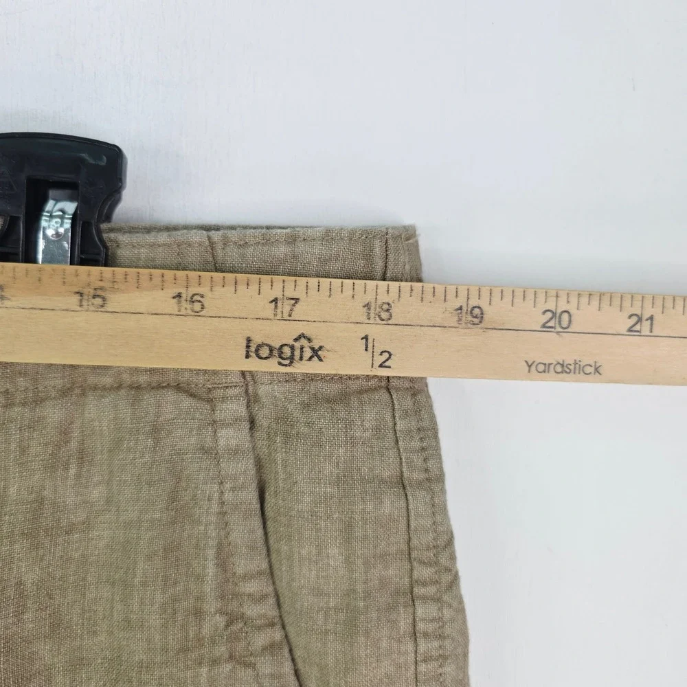 Banana Republic Mens 36X34 Fit 36X33 Tan 100% Linen Pants Flat Front Relaxed Fit
